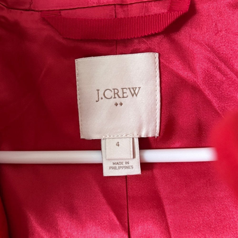 J. Crew Red Wool Blend Detachable Faux Fur Trim Hooded Parka Coat Size 4 - Picture 3 of 9